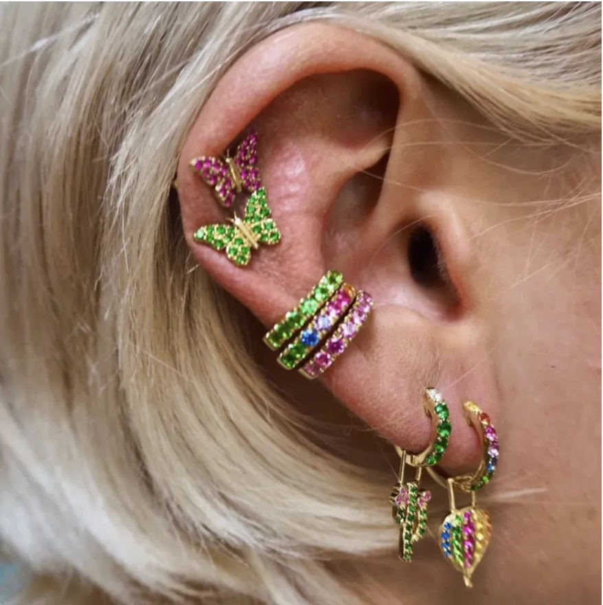 14KY Single Medium Orb Earcuff With Tsavorites