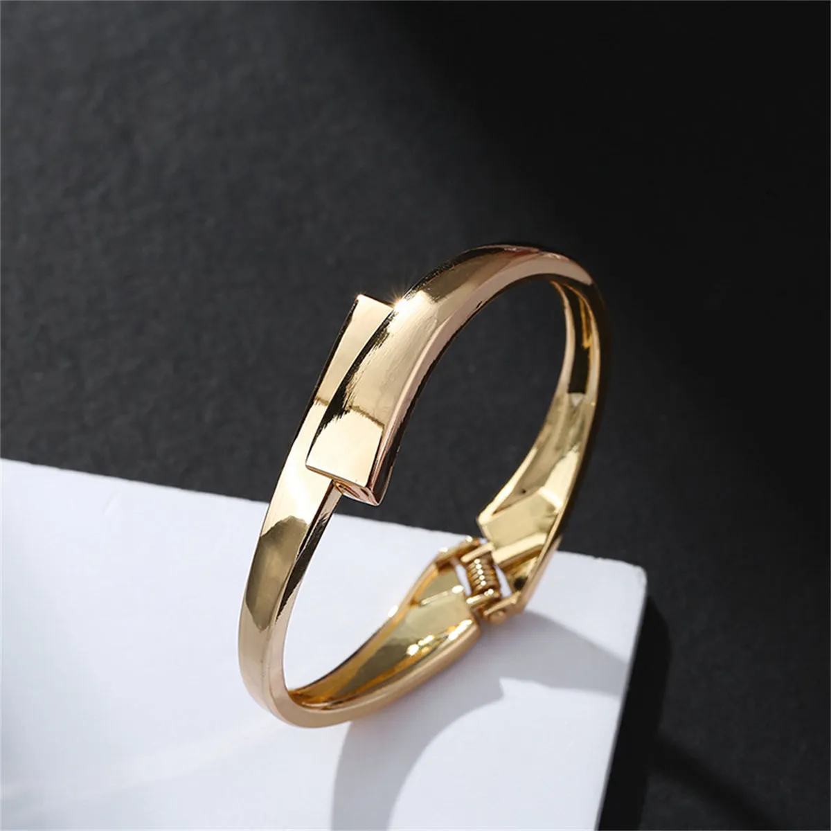 18K Gold-Plated Stacked Bypass Bangle