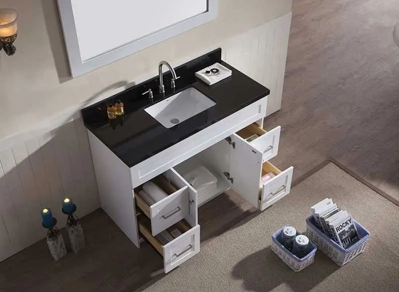Ariel Hamlet 49" Single Sink Vanity Set with Absolute Black Granite Countertop in White