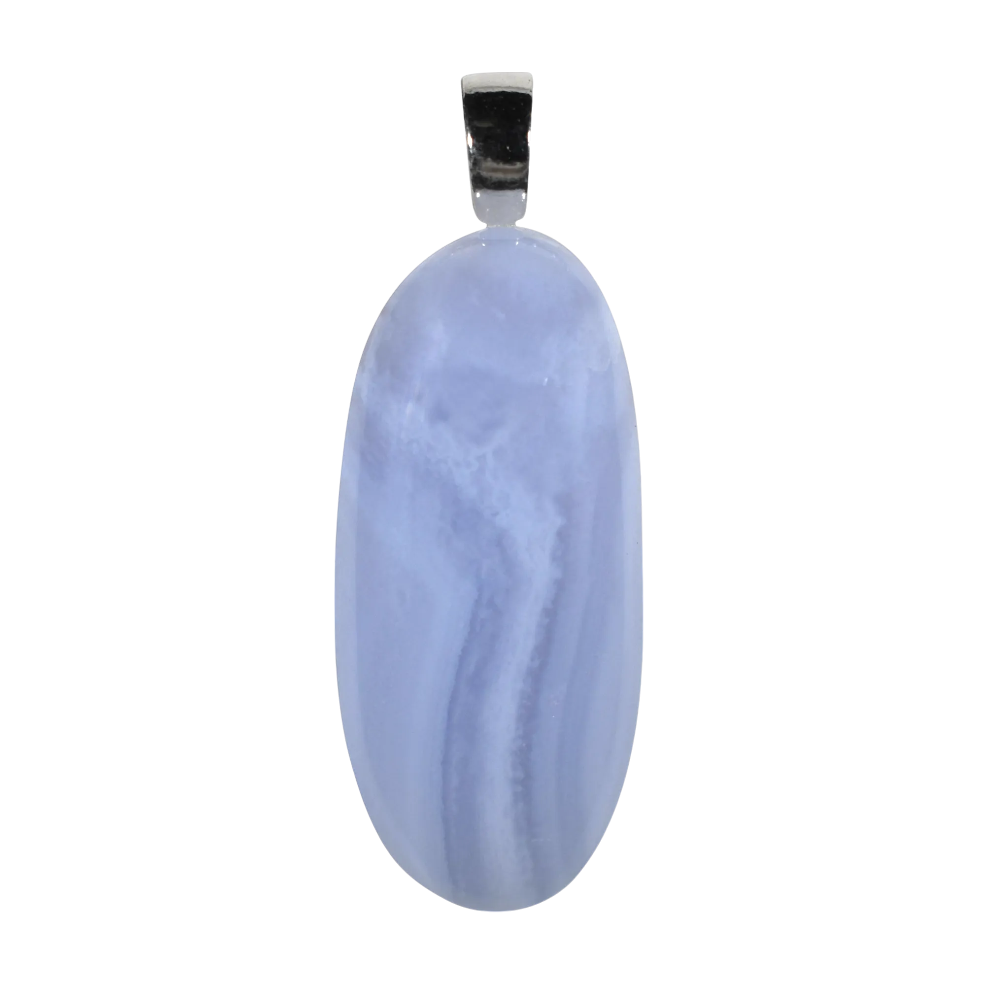 Blue Lace Agate Handmade Stone with Silver Bail