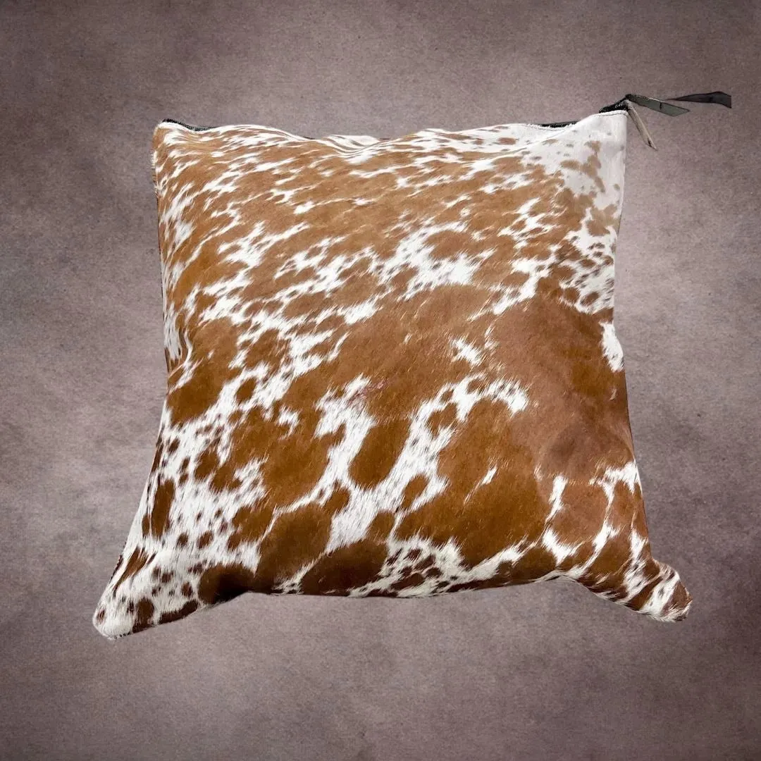 Brown and White Cowhide Pillow Cover---PL083