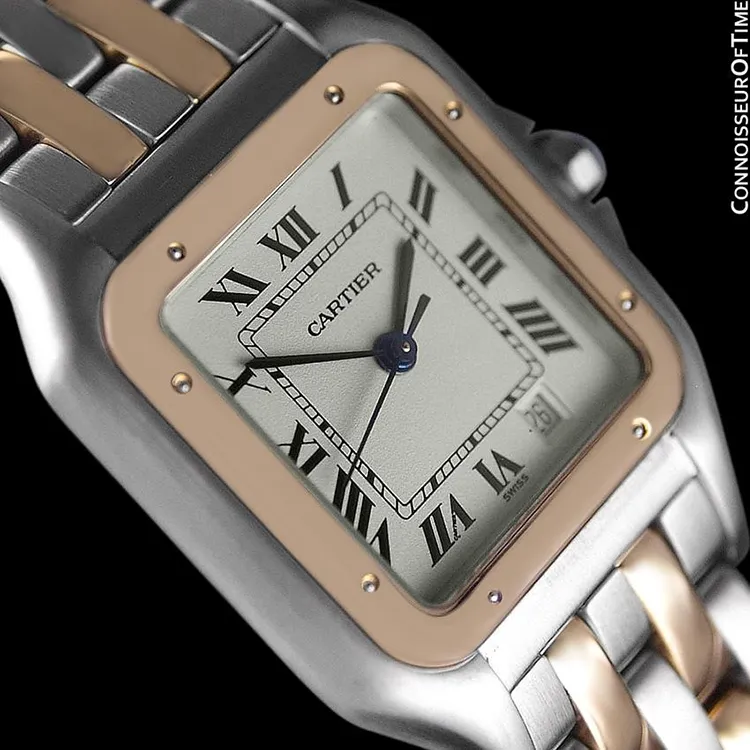 Cartier Panthere Two-Tone Mens Midsize / Unisex Watch, Date - Stainless Steel & 18K Gold - W25028B6
