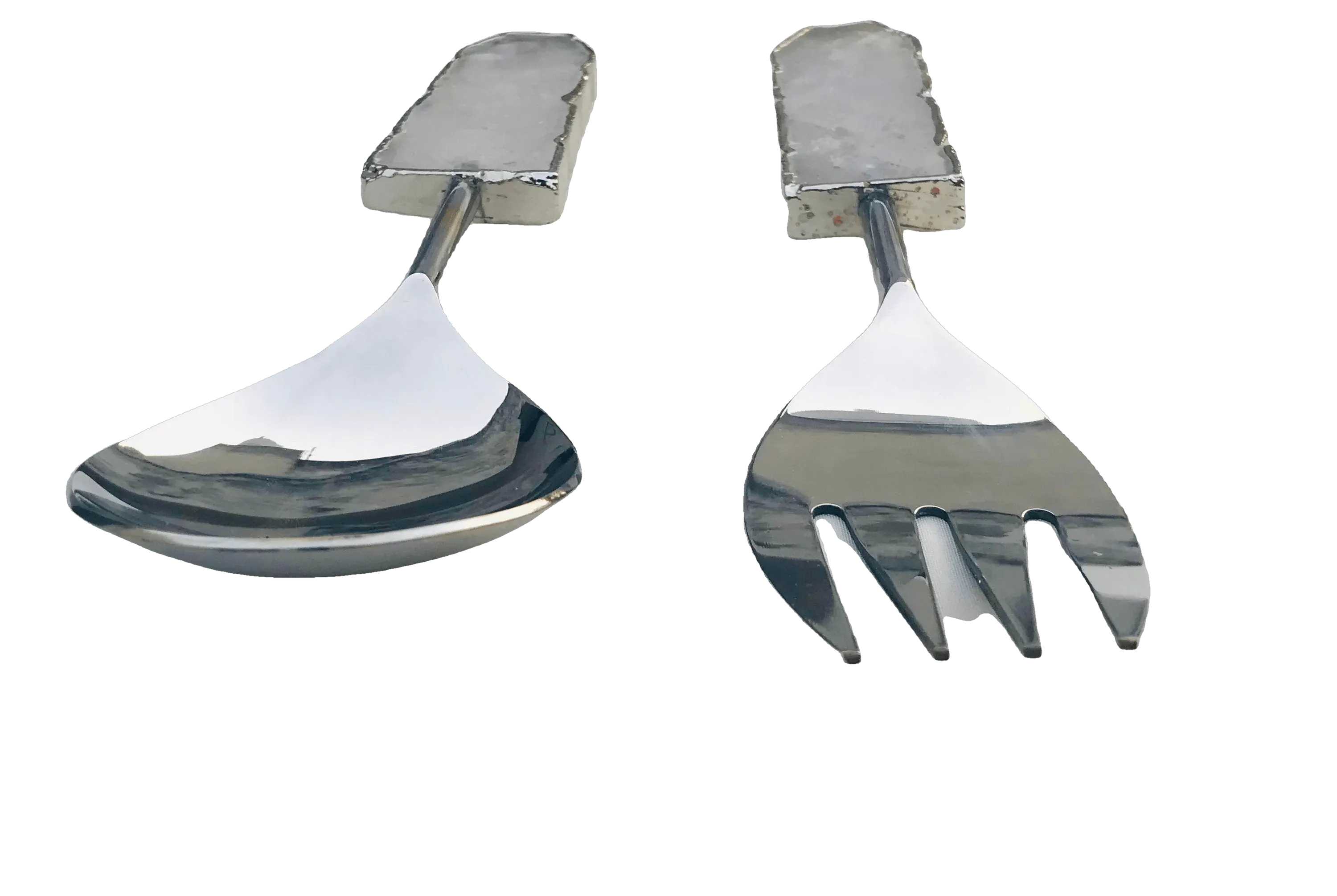 Clear Quartz Agate Salad Server - Set of 2