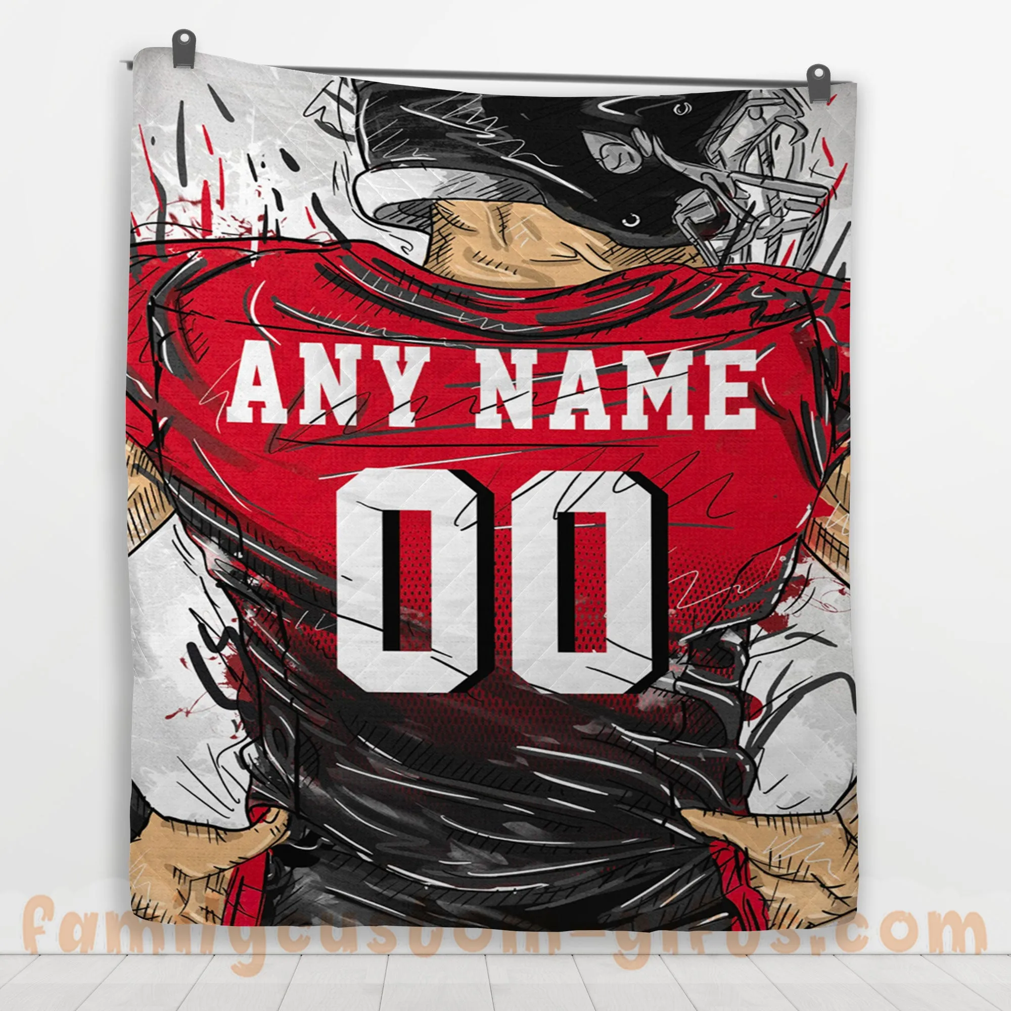 Custom Premium Quilt Blanket Atlanta Jersey American Football Personalized Quilt Gifts for Her & Him