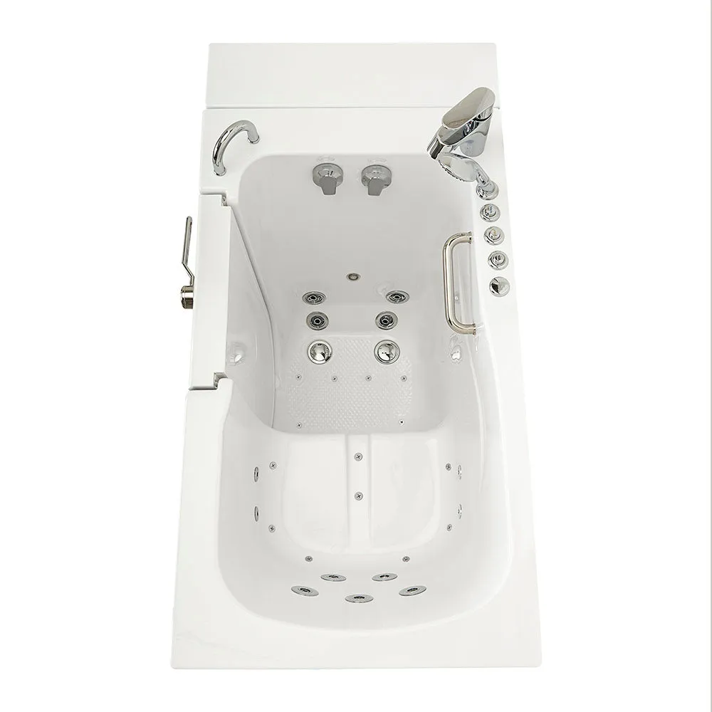 Ella Capri 30"x52" Acrylic Air and Hydro Massage Walk-In Bathtub with Left Outward Swing Door, 2 Piece Fast Fill Faucet, 2" Dual Drain
