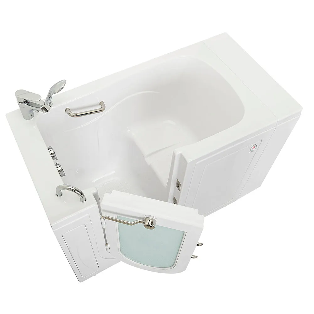 Ella Capri 30"x52" Acrylic Soaking Walk-In-Bathtub, Left Outward Swing Door, Heated Seat,  2 Piece Fast Fill Faucet, 2" Dual Drain