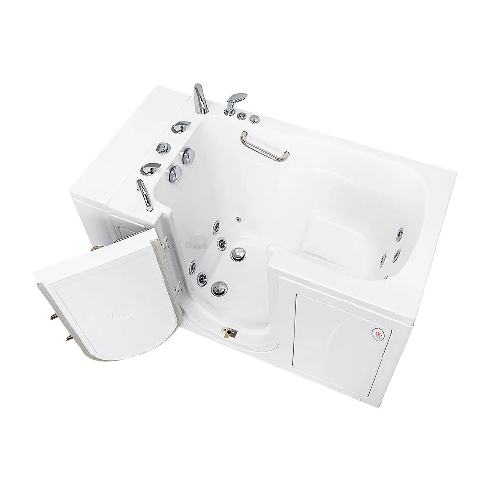 Ella Monaco 32"x52" Acrylic Hydro Massage Walk-In Bathtub with Left Outward Swing Door, Heated Seat, 5 Piece Fast Fill Faucet, 2" Dual Drain