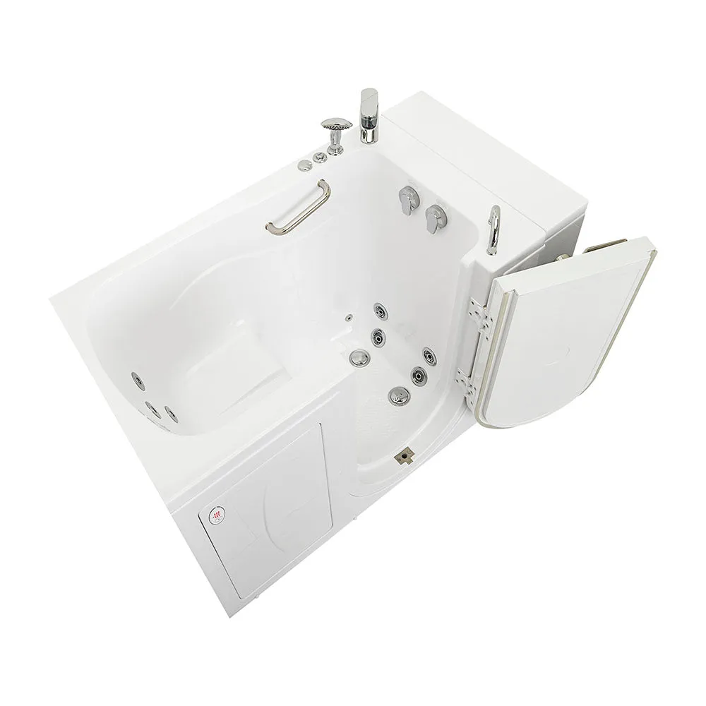 Ella Monaco 32"x52" Acrylic Hydro Massage Walk-In Bathtub with Right Outward Swing Door, Heated Seat, 2 Piece Fast Fill Faucet, 2" Dual Drain