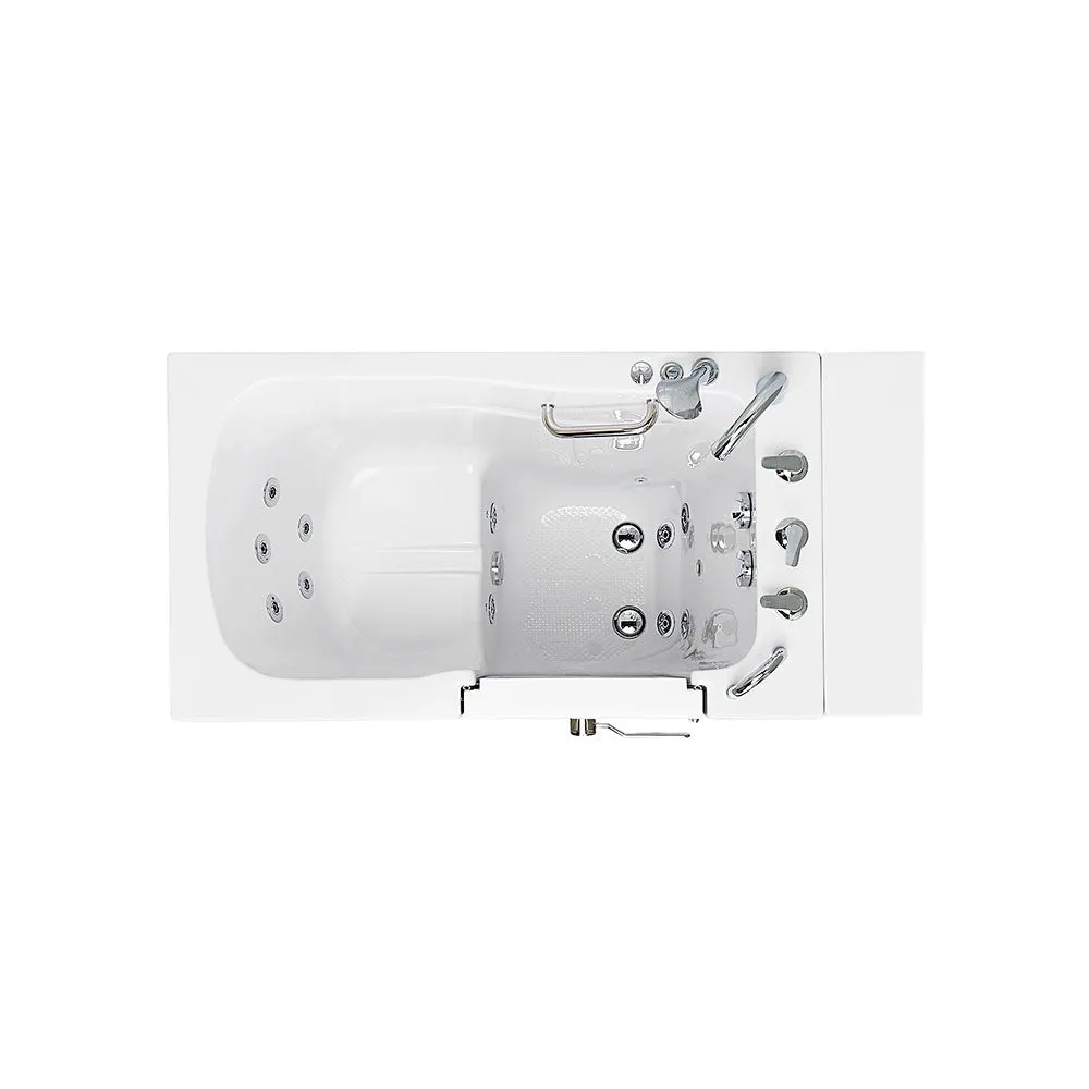 Ella Monaco 32"x52" Acrylic Hydro Massage Walk-In Bathtub with Right Outward Swing Door, Heated Seat, 5 Piece Fast Fill Faucet, 2" Dual Drain