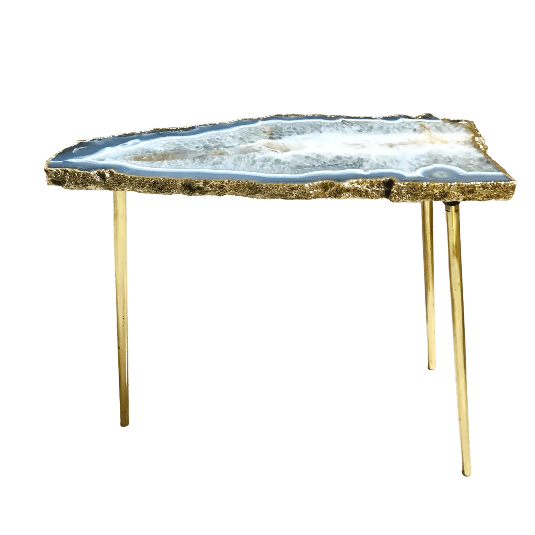 Large Grey Agate Quartz Organic Edge Side Table