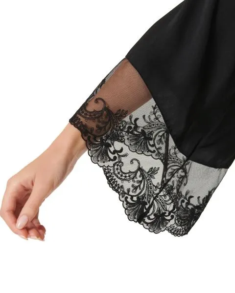 Marseille Luxury Satin Kimono - Black -