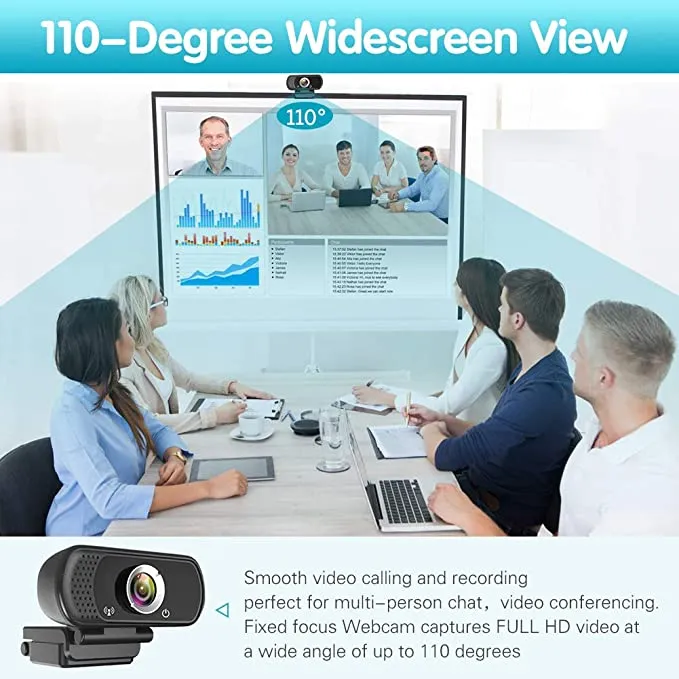 New Ziqian 1080P Webcam,Live Streaming Web Camera with Stereo Microphone, Desktop or Laptop USB Webcam with 110 Degree View Angle, HD N5 Webcam for Video Calling, Recording, Conferencing, Streaming, Gaming