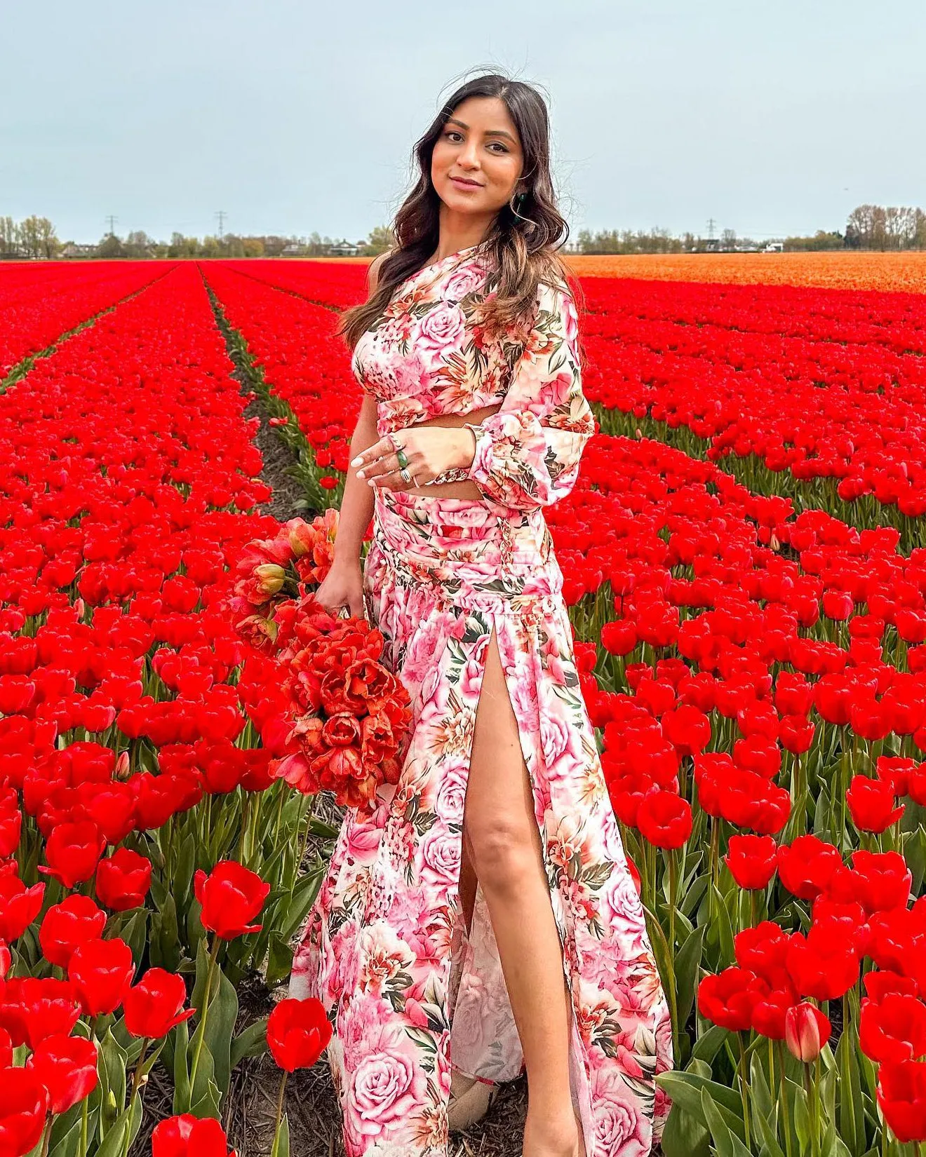 One Shoulder Chain Floral Maxi Dress