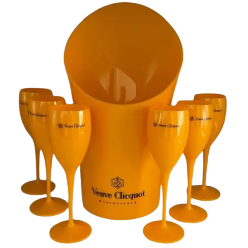 Orange Champagne Flute & Ice Bucket Set