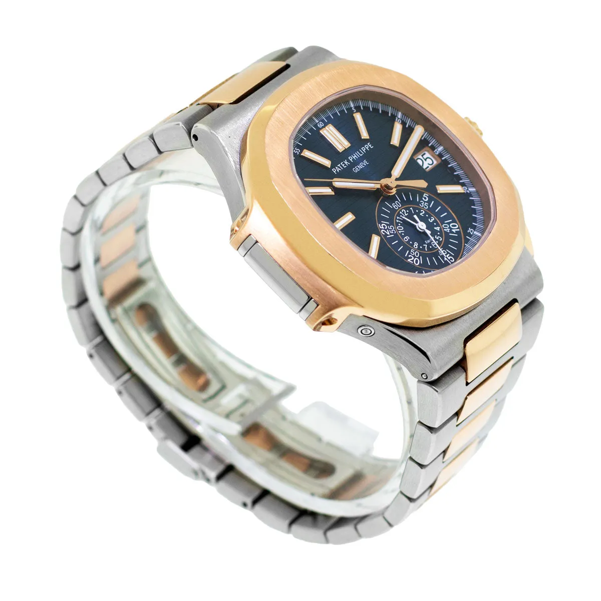 Patek Philippe Nautilus Rose Gold & Steel Blue Index Dial & Rose Gold Bezel 5980/1AR