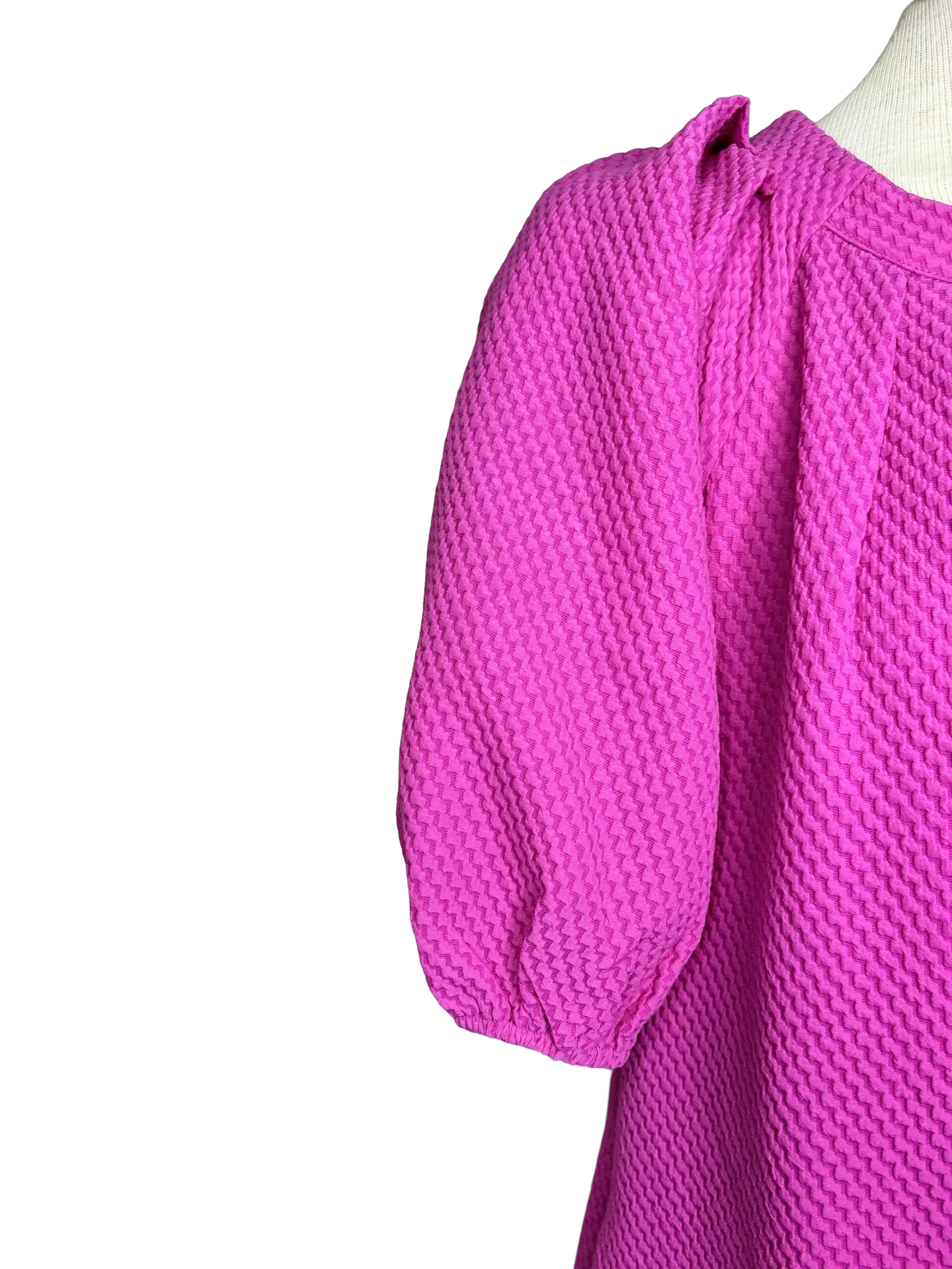 Pleated Sleeve Dress Fuchsia