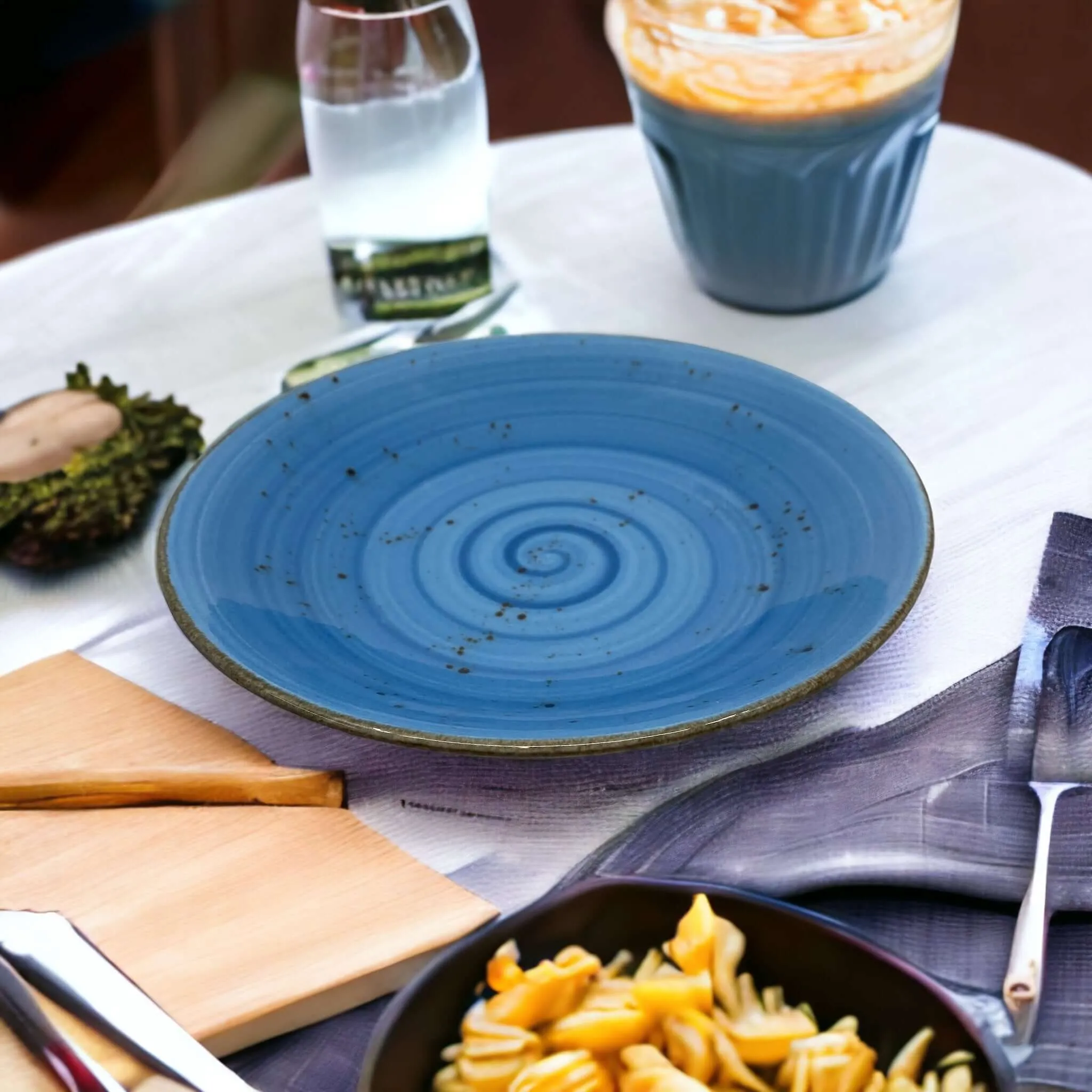Porcelain Pasta Plates Pebble Marine Blue 21cm