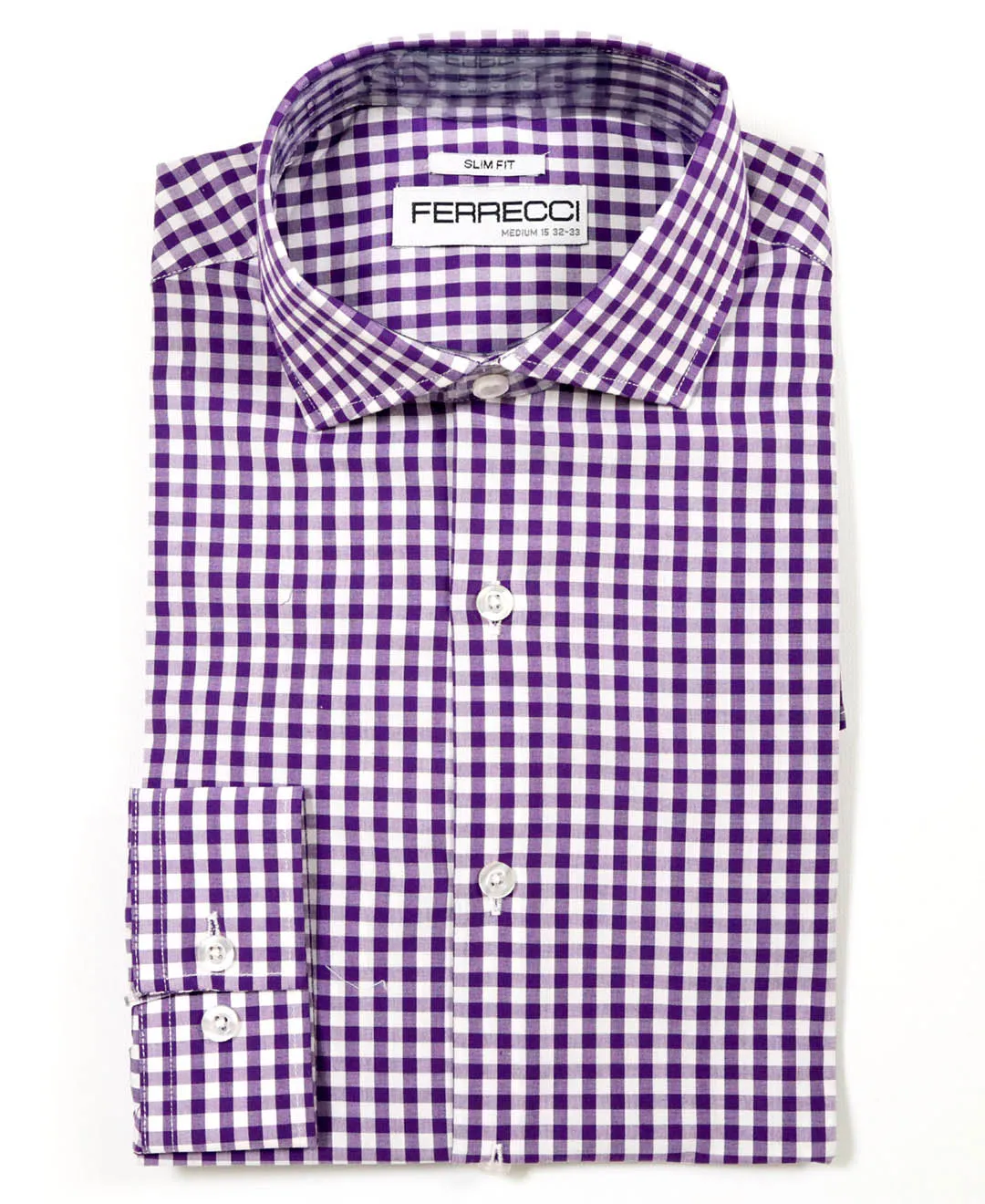 Purple Gingham Check Dress Shirt - Slim Fit