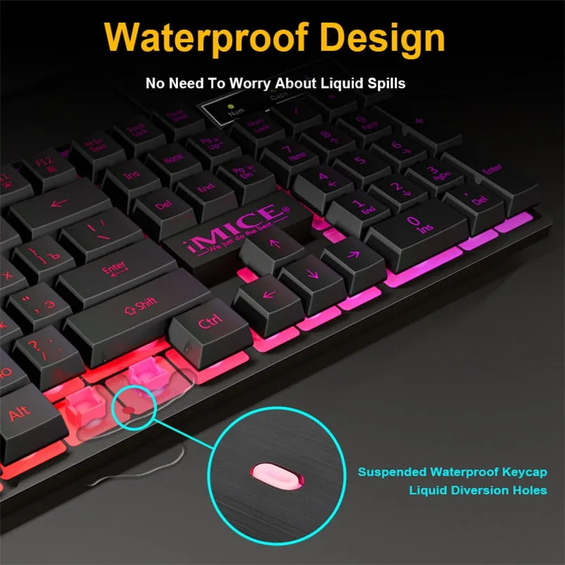 Quiet Spill-Resistant Mechanical Wired Gaming Keyboard