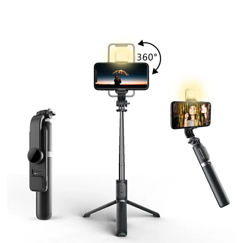 Selfie Stick Extendable Tripod with USB Charging Bluetooth Remote & Supplementary Light Compatible with IOS & Android Phones - 41 inches