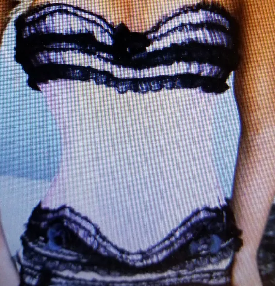 Sexy Lacy Pink Bowtie Ruffle Corset Top With Matching Mini Skirt