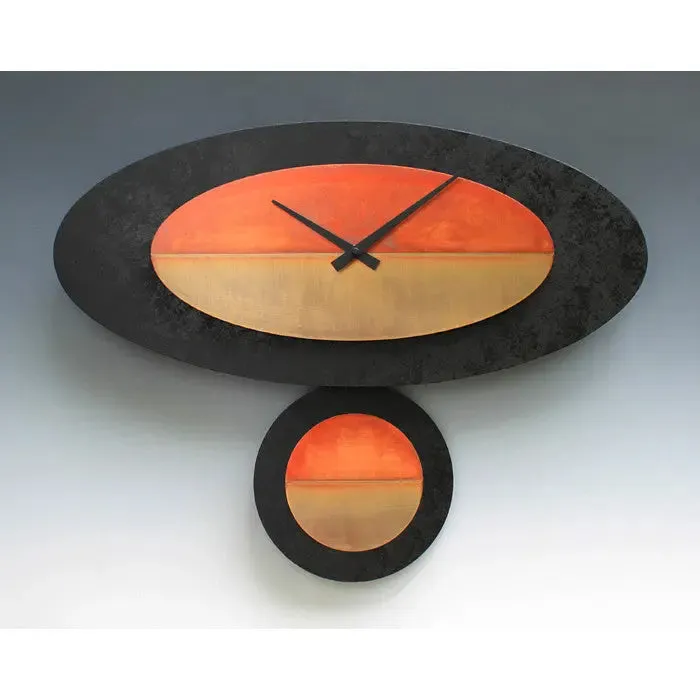 Stand Alone Oval Black Pendulum Wall Clock by Leonie Lacouette