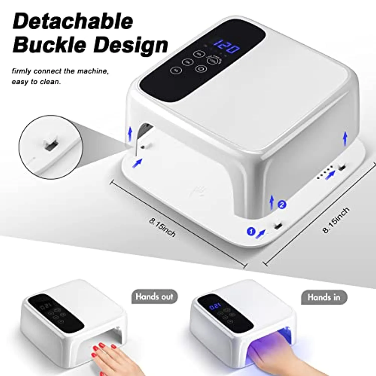 UV LED Nail Lamp 72W with Adjustable LED Screen, Rechargeable Nail Dryer Gel Polish Light, Cordless Nail Dryer Gel Polish Light with 4 Timer Setting, Automatic Sensor, LCD Display
