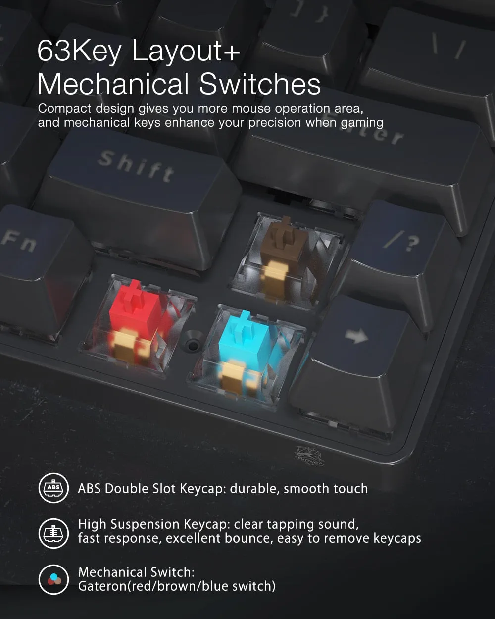 Wireless Gaming Mechanical Keyboard 63 Keys