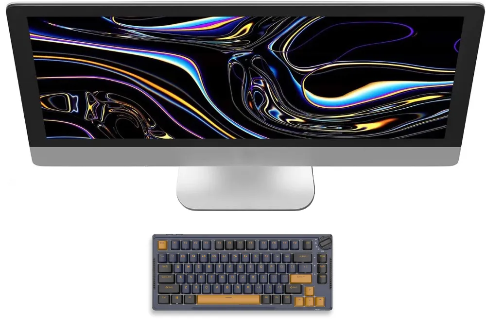 Wireless Gaming Mechanical Keyboard Knob Control Triple Mode Gasket Mount RGB Backlit