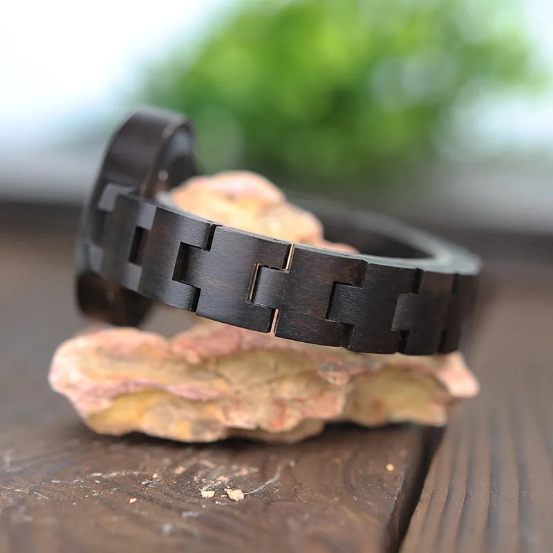 Women's Elegant Simplistic Wooden Watch With Wood Gift Box - Pine Wood,Black Wood